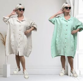 Moonshine linnen A-lijn jurk/hemd/tuniek met knoopsluiting  apart/in meerdere kleuren