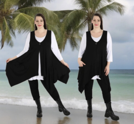 AKH jersey viscose A-lijn blazer/vest/tuniek stretch  zwart
