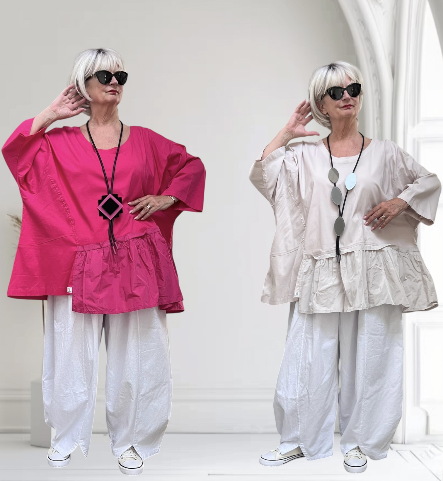 SINNE design.. A- lijn viscose tuniek met taft /stretch /in meerdere kleuren