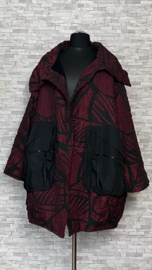 Zedd Plus oversized ballon blazer/jas  gevoerd /zwart/wijnrood