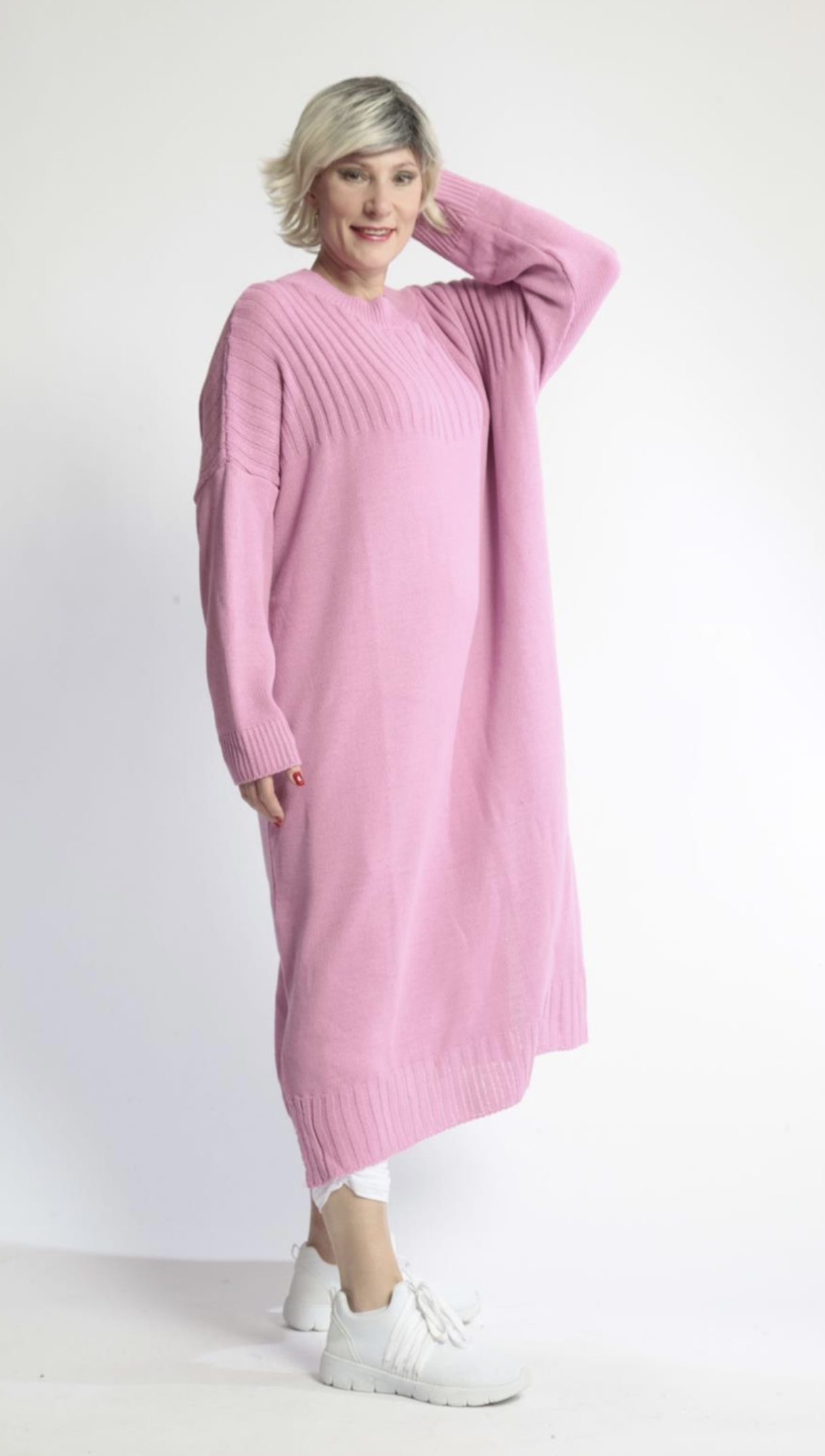 AKH gebreide oversized tuniek/jurk  apart stretch