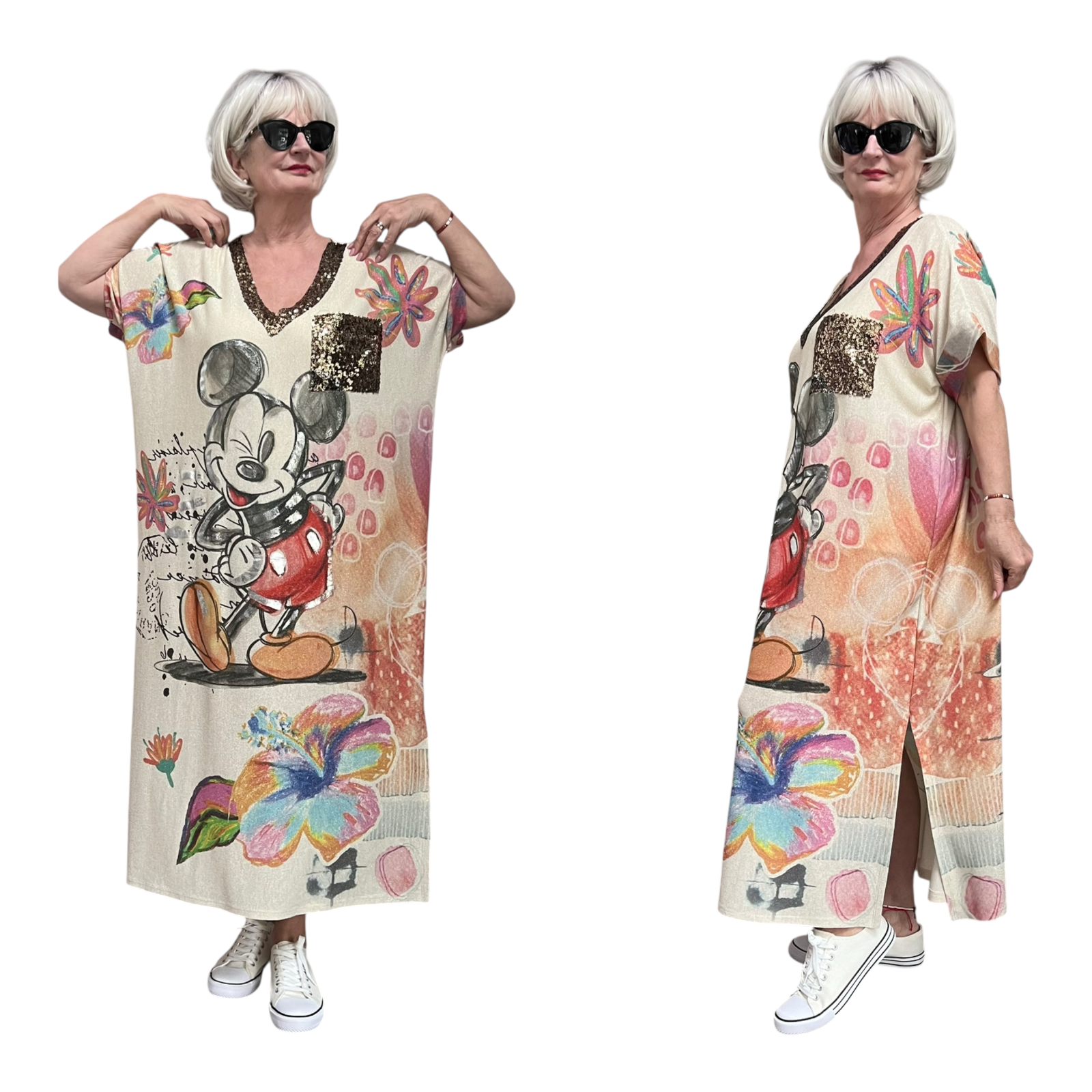 CHARME MODA oversized jurk met glitters stretch
