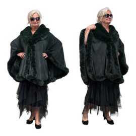 MM Sweet gebreid super zacht omslagdoek/poncho met bont