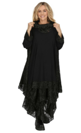 AKH oversized viscose A-lijn tuniek met glitter KANT stretch