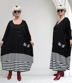 Vincenzo Allocca oversized katoen A-lijn jurk/aparte/stretch/zwart/wit