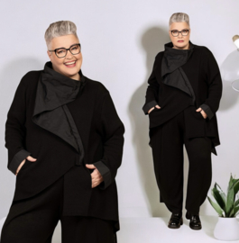 AKH oversized gebreide katoen blazer/vest/ apart /stretch /zwart