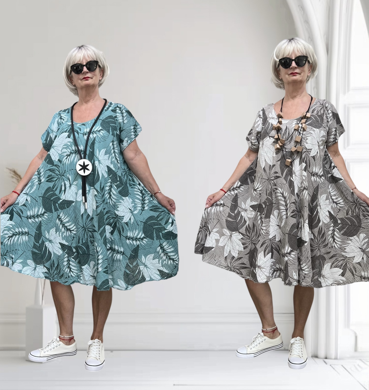 ITALIA oversized katoen A-lijn zomer jurk/in meerdere kleuren
