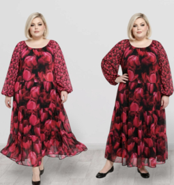 SASHA VIVIEN  chiffon met een vleugje zijde jurk gevoerd