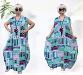 AKH oversized chique viscose  A-lijn  jurk apart/niet doorschijnend