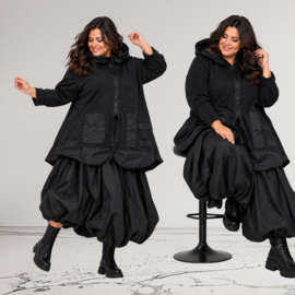 Vincenzo Allocca oversized katoen A-lijn jas/blazer/vest apart/stretch zwart