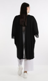 AKH oversized viscose tuniek/jurk  met inzet van tule/apart stretch  zwart