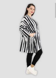 AKH oversized viscose A-lijn tuniek met zakken zwart/wit  apart