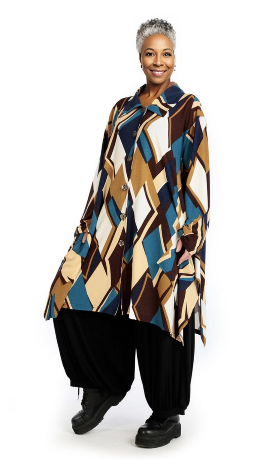 AKH viscose oversized A-lijn vest/blazer/tuniek apart stretch