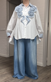 S.Woman oversized katoen blouse/hemd met bloemen