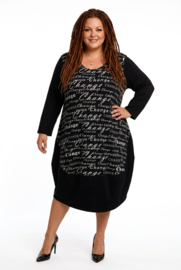 New Jersey viscose ballon jurk stretch zwart/wit