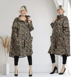 AKH oversized viscose/katoen zomerjas/blazer met ritssluiting / apart /stretch/zwart