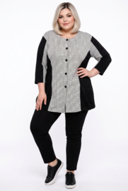 AKH oversized viscose jersey A-lijn blazer/vest apart/ stretch zwart/wit