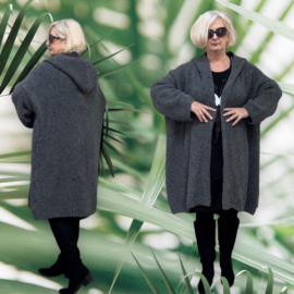 amandine oversized  super zacht bouclé gebreide vest met capuchon  /in meerdere kleuren