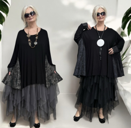 AKH oversized jersey viscose A-lijn tuniek apart  stretch zwart /in meerdere kleuren
