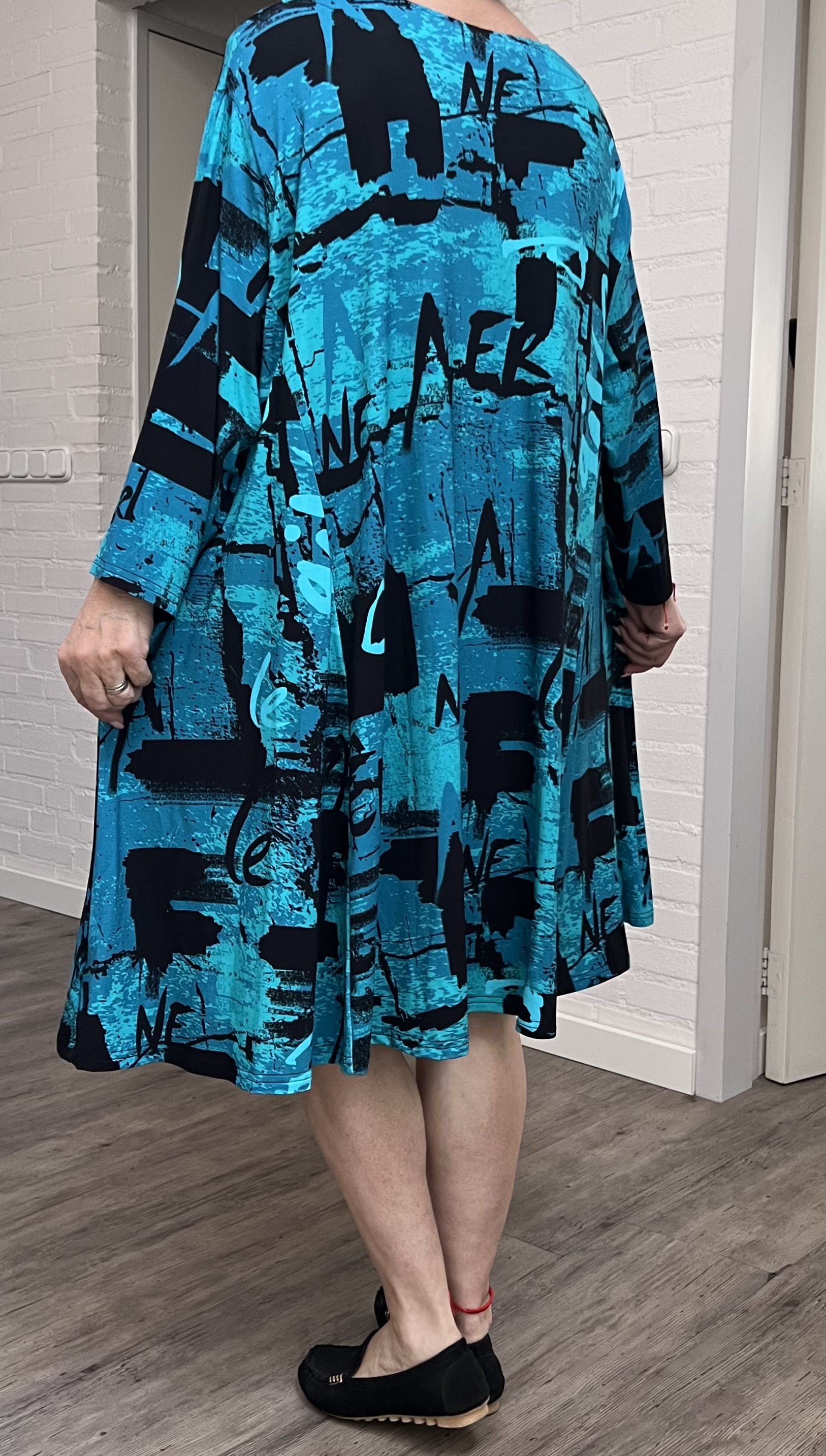 New Jersey oversized viscose A-lijn jurk/tuniek met korte rits / stretch