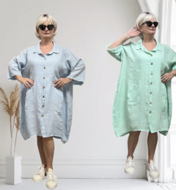 Moonshine linnen A-lijn jurk/hemd/tuniek met knoopsluiting  apart/in meerdere kleuren