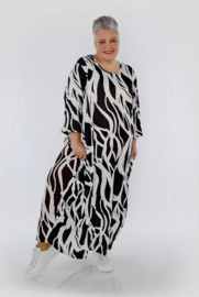 AKH oversized viscose ballon jurk apart/ stretch/ zwart/wit