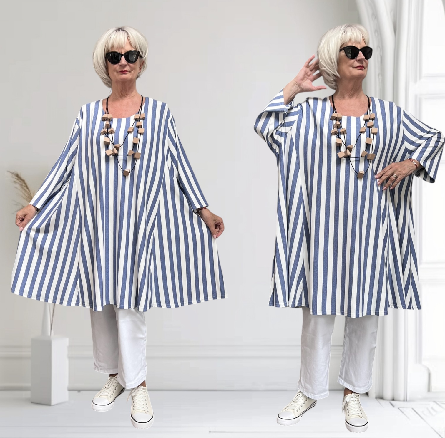 New Jersey oversized viscose A-lijn jurk/tuniek extra wijd/ stretch