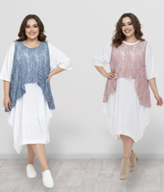 Moonshine oversized de modieuze kleuring  katoen KANTEN top apart stretch /in meerdere kleuren