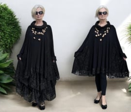 AKH oversized viscose A-lijn tuniek met glitter KANT stretch