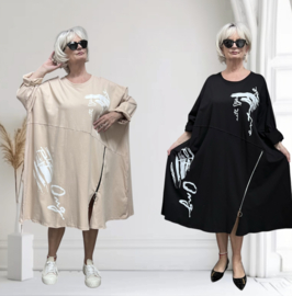 ITALIA MODA oversized katoen A-lijn jurk/tuniek stretch/in meerdere kleuren