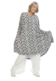 AKH oversized viscose asymmetrisch A-lijn tuniek apart stretch grijs