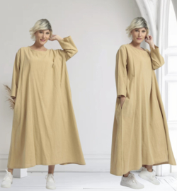 AKH oversized viscose/linnen A-lijn jurk apart