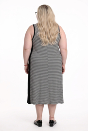 Naveed  viscose jersey A-lijn jurk stretch zwart/wit