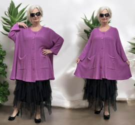 AKH gebreide oversized A-lijn katoen vest/blazer apart stretch