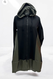 Vincenzo Allocca oversized katoen A-lijn blazer met inzet van eco leder/aparte/stretch/zwart