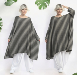 AKH oversized viscose A-lijn tuniek apart zwart/wit