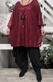 ITALIA MODA oversized tuniek met inzet van pailletten/glitter stof gevoerd /stretch  /in meerdere kleuren