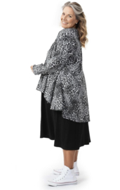 AKH oversized  viscose  A-lijn jurk/top  apart stretch zwart/grijs