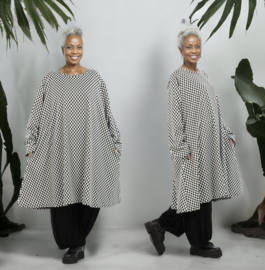 AKH oversized A-lijn jurk/tuniek  apart stretch