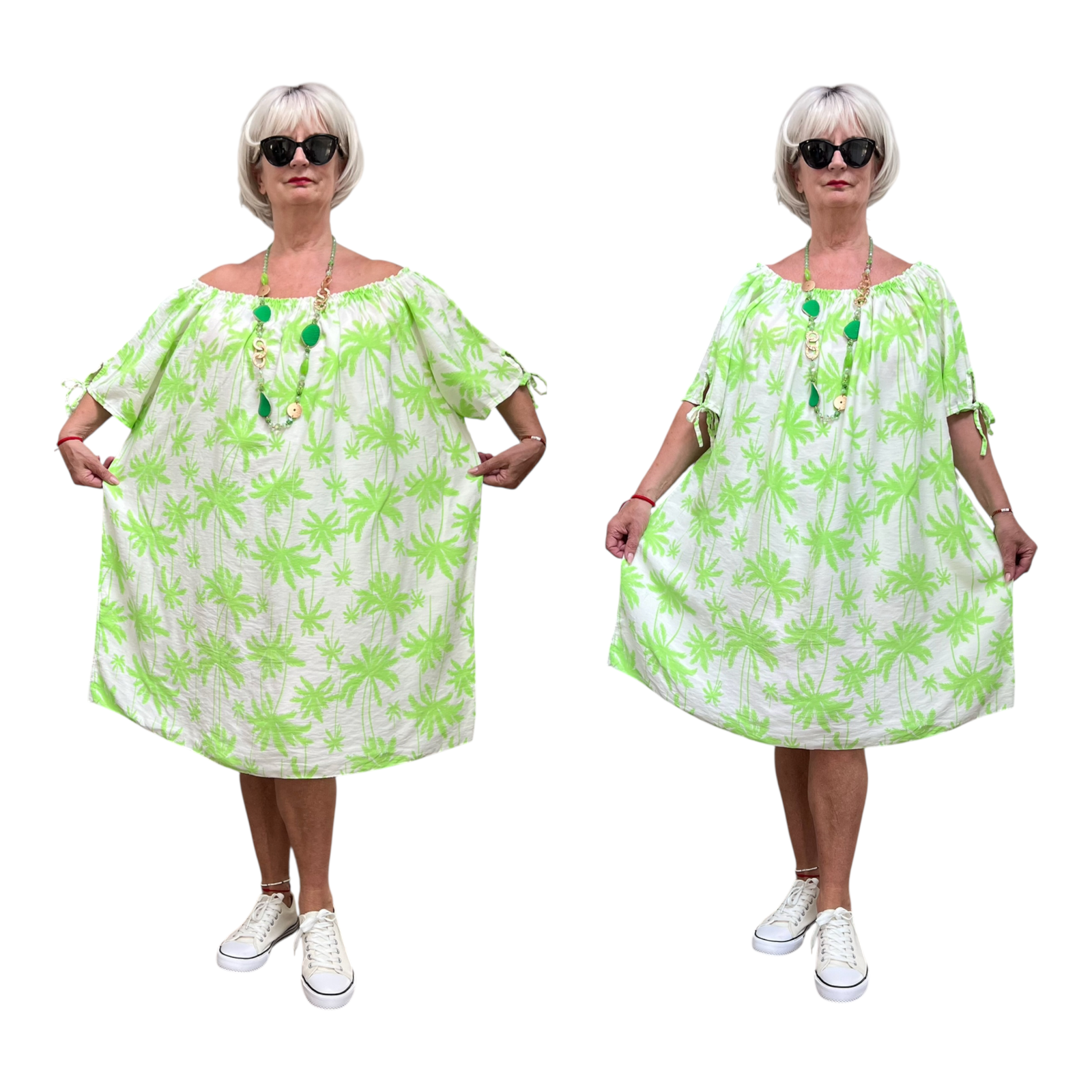 ITALIA oversized viscose A-lijn zomer jurk