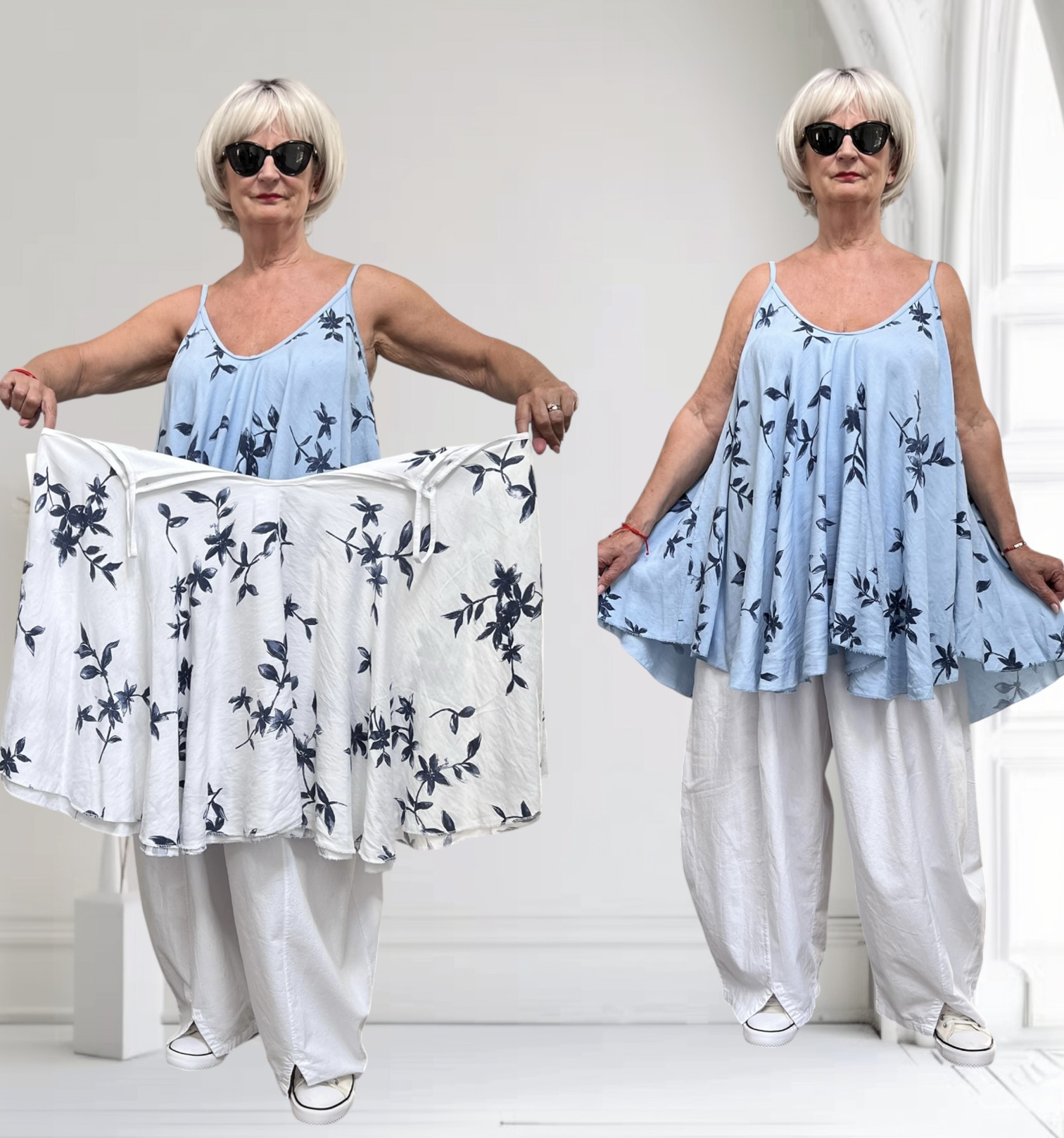 ITALIA oversized viscose A-lijn zomer top/in meerdere kleuren