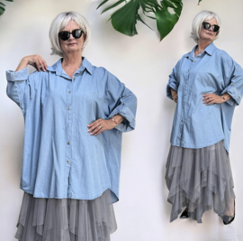 ITALIA oversized katoen jeans blouse/hemd/in meerdere kleuren