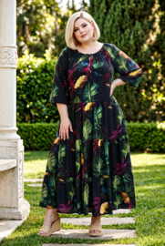 SASHA VIVIEN  chiffon met een vleugje zijde jurk gevoerd