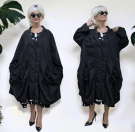Moonshine oversized tussenjas waterbestendig met knoopsluiting zwart