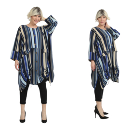 AKH oversized viscose A-lijn blazer/vest/tuniek met  zakken apart
