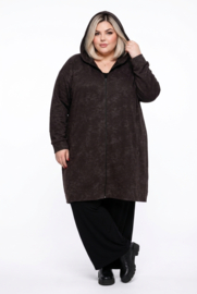 AKH oversized viscose jersey blazer met capuchon stretch/chocoladebruin