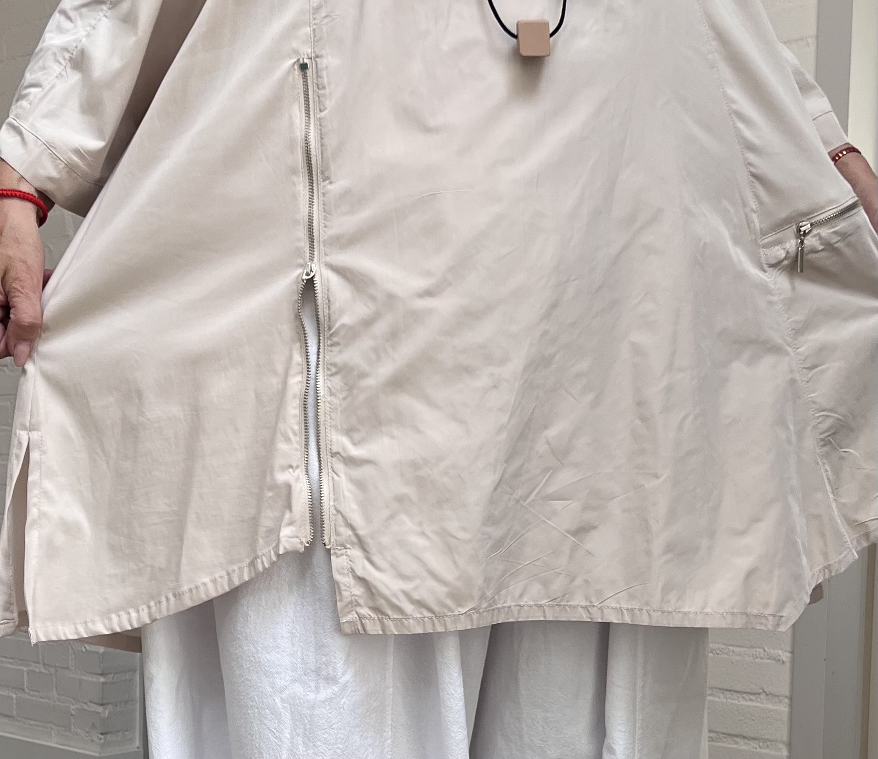 SINNE design.. A- lijn viscose tuniek met rits en taft /stretch