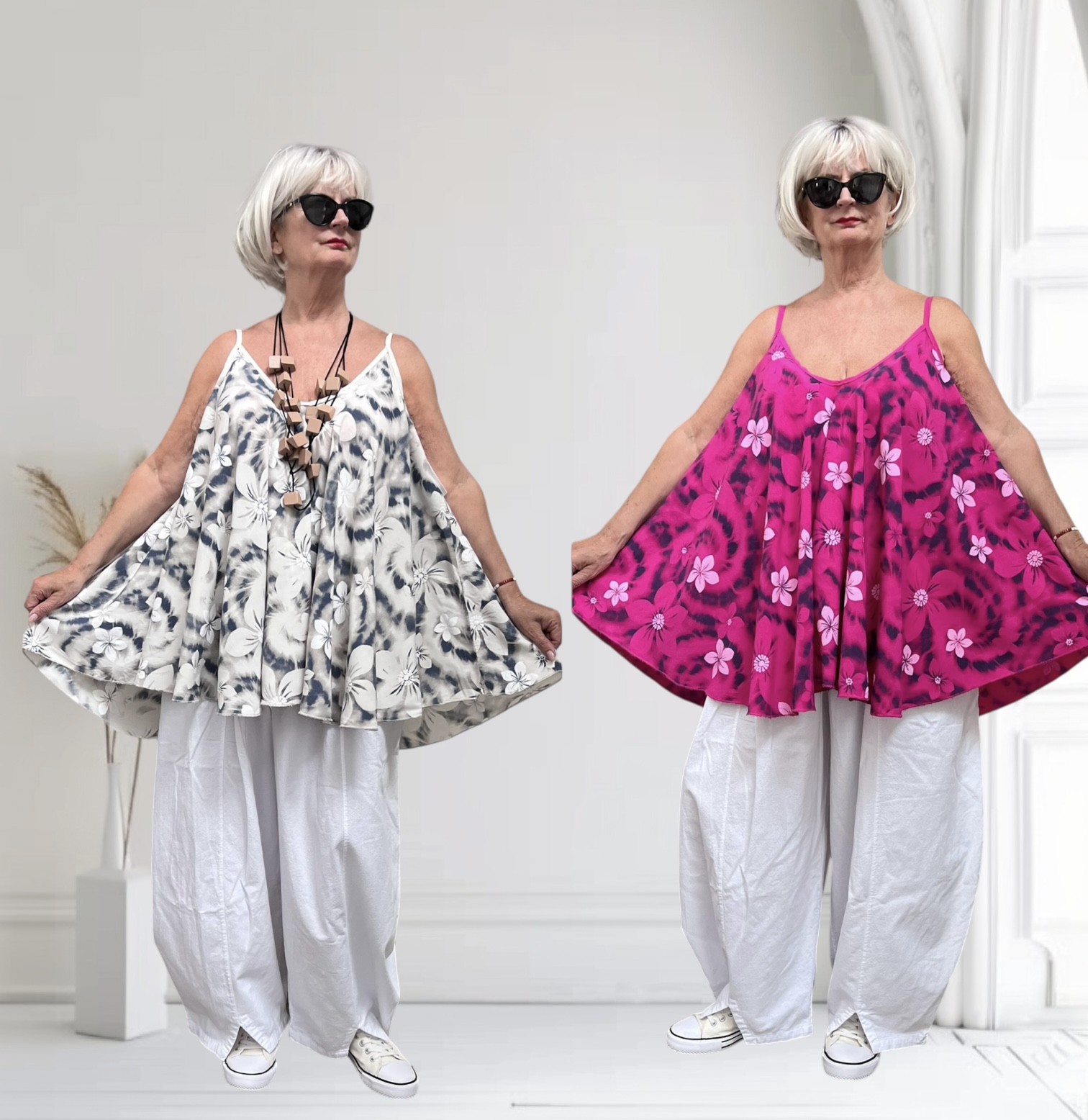 ITALIA oversized viscose A-lijn zomer top/in meerdere kleuren