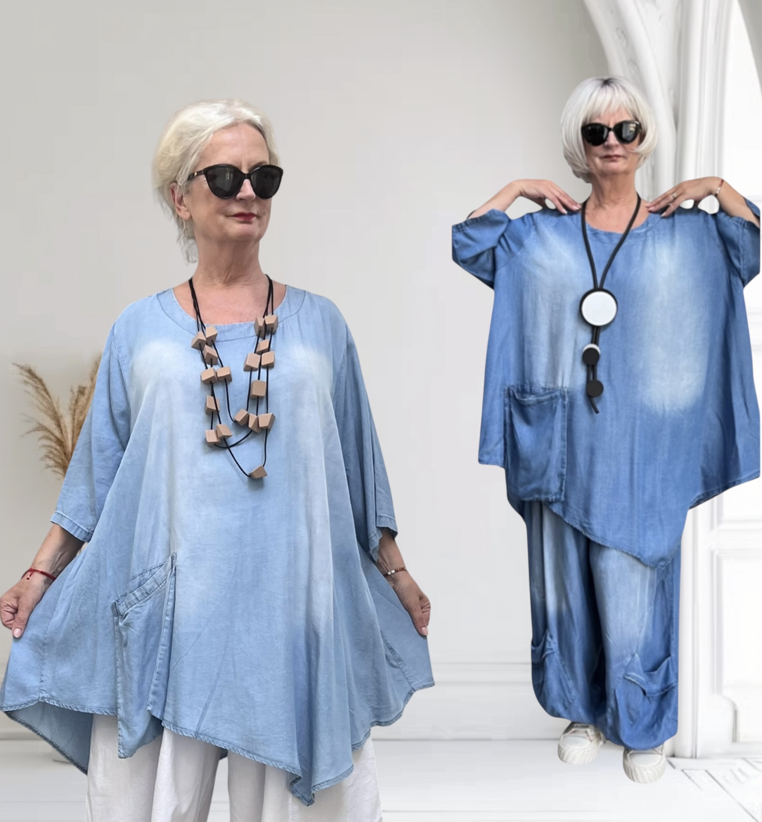 Moonshine  jeans tencel A-lijn tuniek apart /in meerdere kleuren