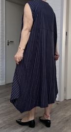 AKH oversized linnen mix A-lijn jurk apart donkerblauw